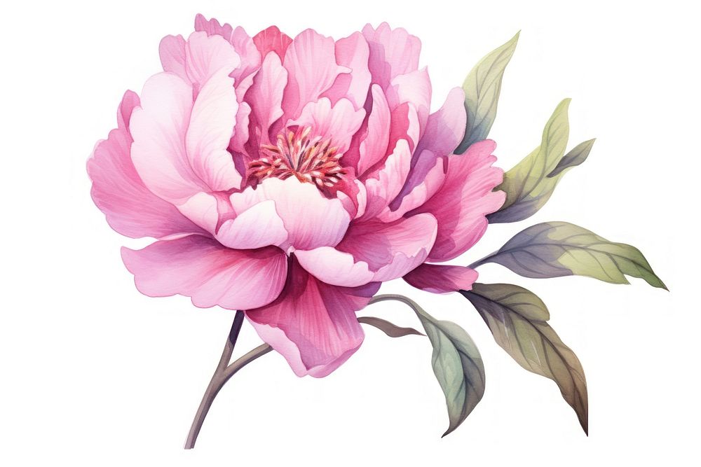 Peony watercolor blossom flower dahlia. AI generated Image by rawpixel.