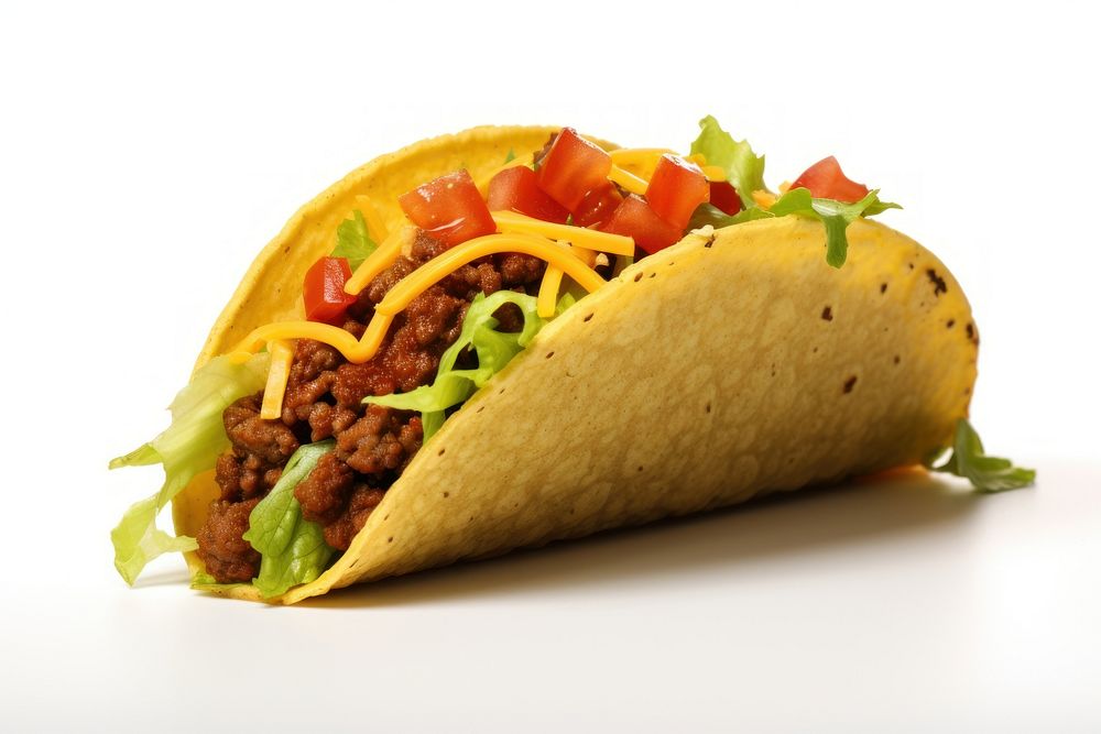 Taco food white background vegetable. AI generated Image by rawpixel.