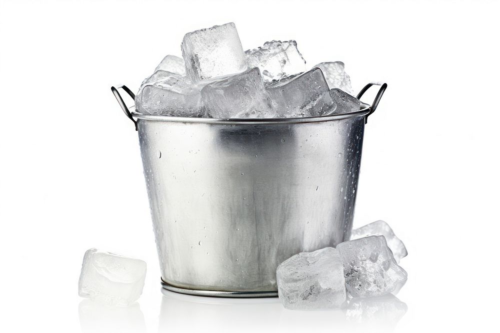 Ice bucket metal white background. AI generated Image by rawpixel.
