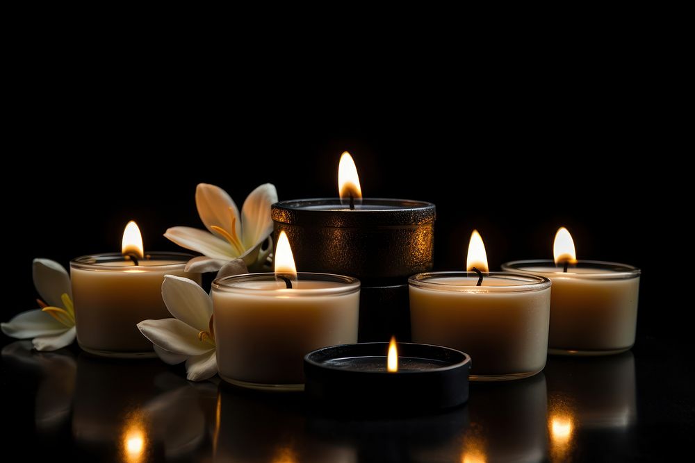 Spa candles black fire black background. AI generated Image by rawpixel.