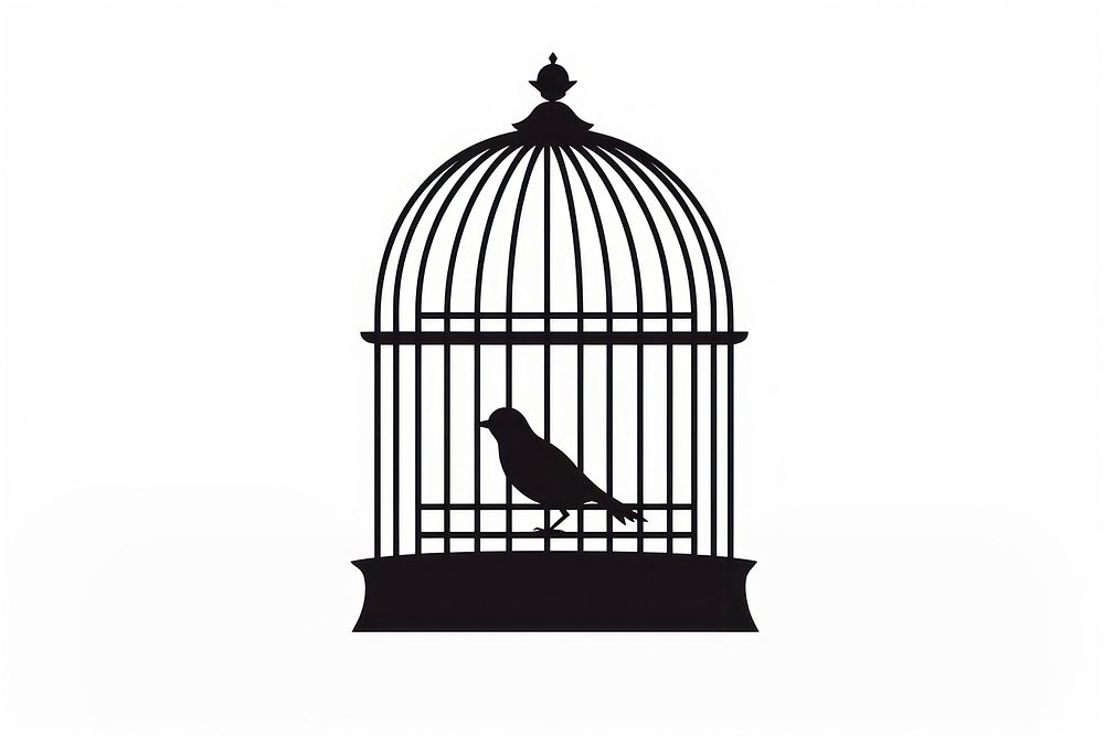 Bird cage animal black white background. AI generated Image by rawpixel.