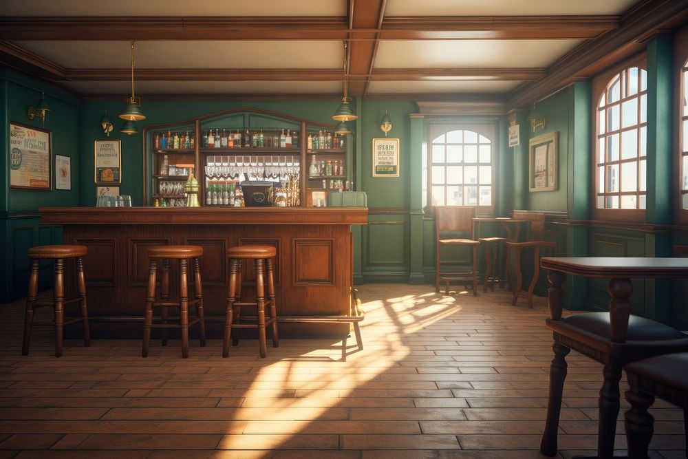Classic british pub furniture chair bar. AI generated Image by rawpixel.