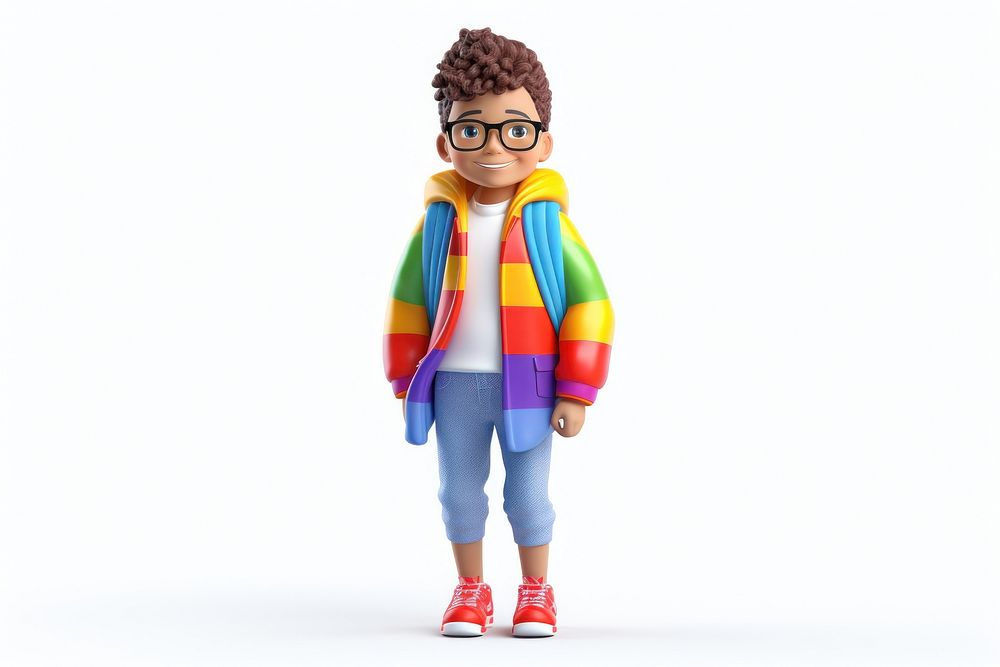 Lgbtq student cute toy white background. AI generated Image by rawpixel.