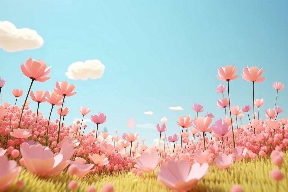 Beautiful flower field outdoors blossom nature. AI generated Image by rawpixel.