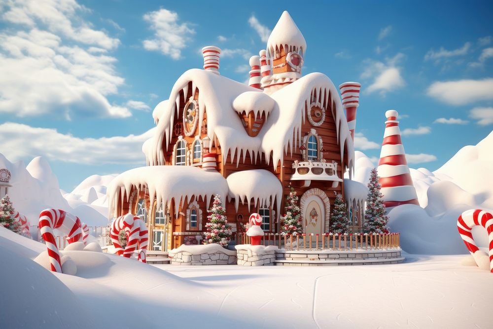 Santa claus house gingerbread confectionery architecture. AI generated Image by rawpixel.
