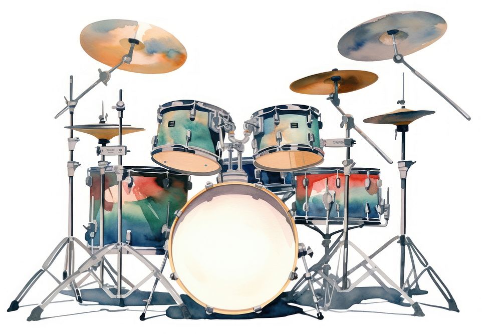 Drum set drums percussion white background. 