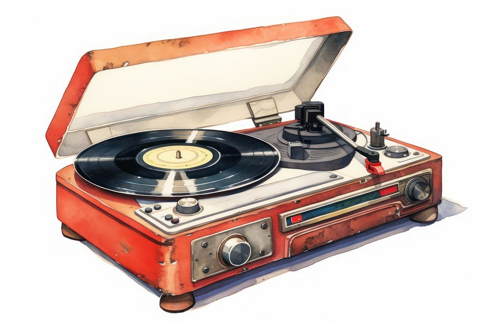 Record player retro white background electronics. AI generated Image by rawpixel.