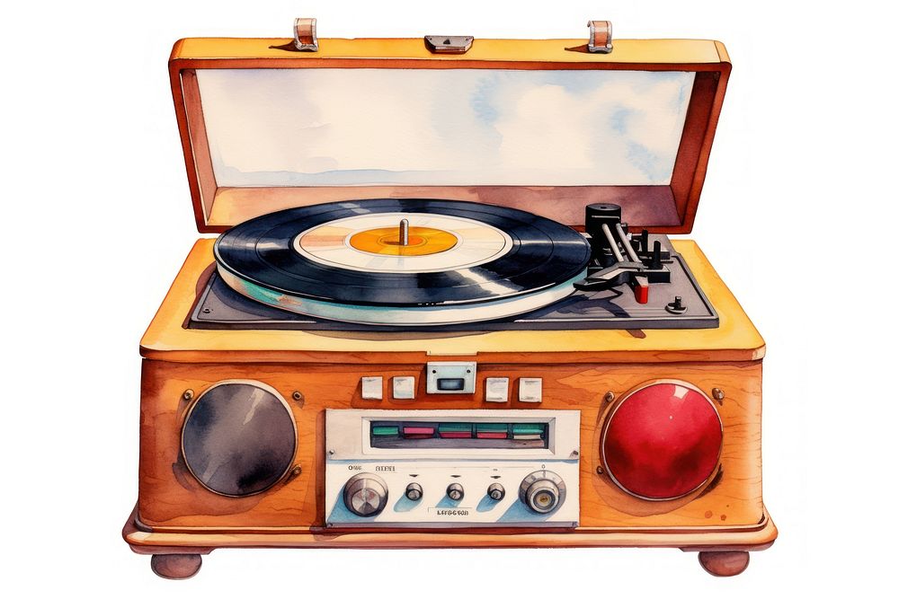 Record player retro white background electronics. AI generated Image by rawpixel.