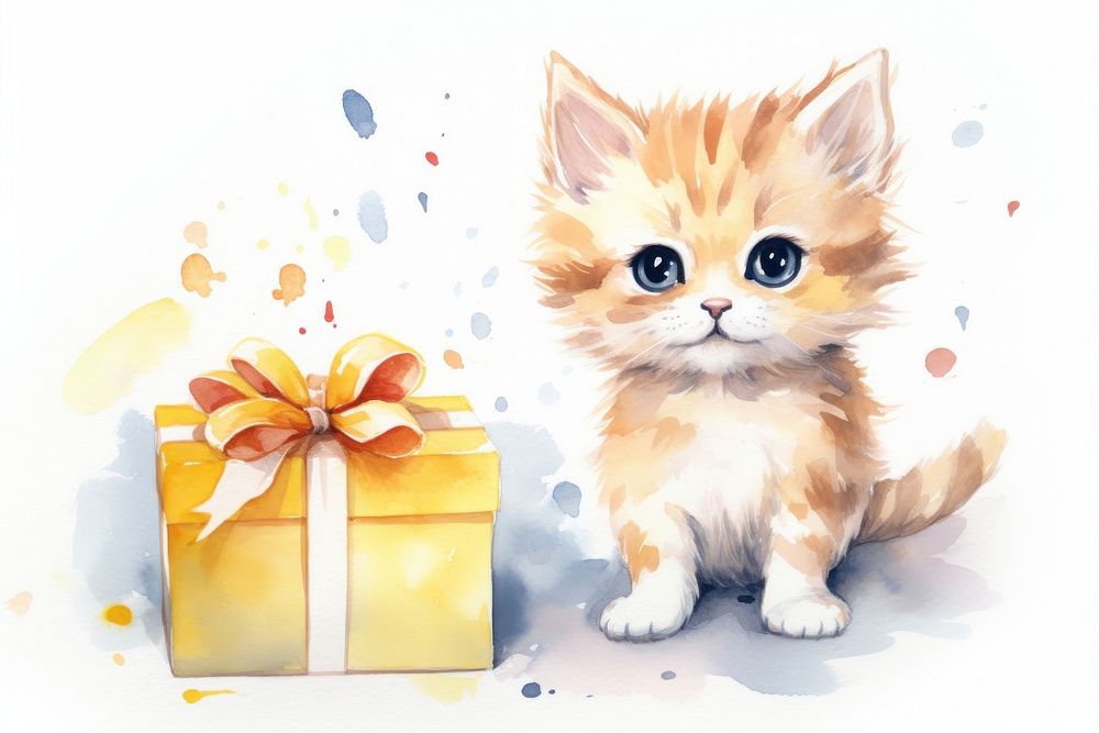 Cat celebrating birthday cartoon mammal animal. AI generated Image by rawpixel.