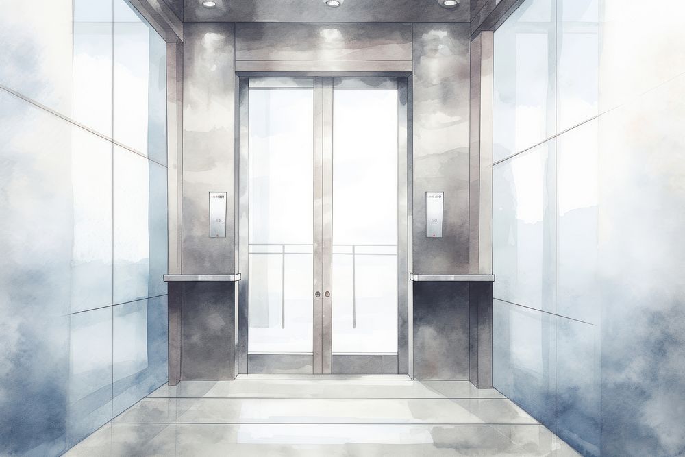 Empty elevator architecture backgrounds building. AI generated Image by rawpixel.