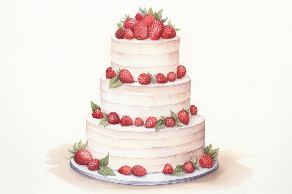 Wedding cake strawberry dessert fruit. AI generated Image by rawpixel.