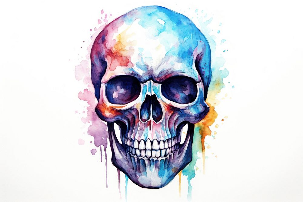Skull painting portrait art. AI generated Image by rawpixel.