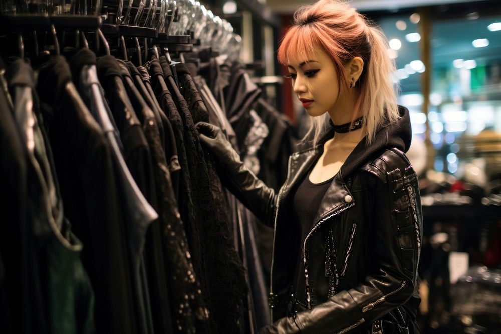 Visual kei woman shopping clothing jacket. AI generated Image by rawpixel.