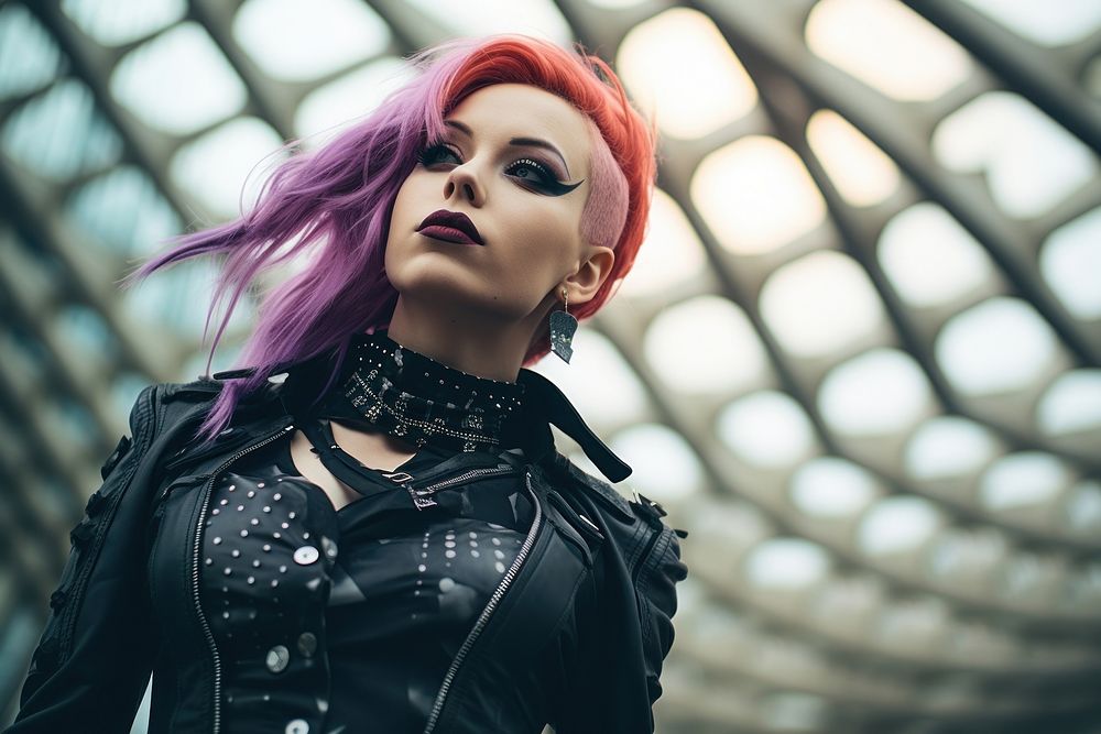 Cybergoth woman adult individuality architecture. AI generated Image by rawpixel.