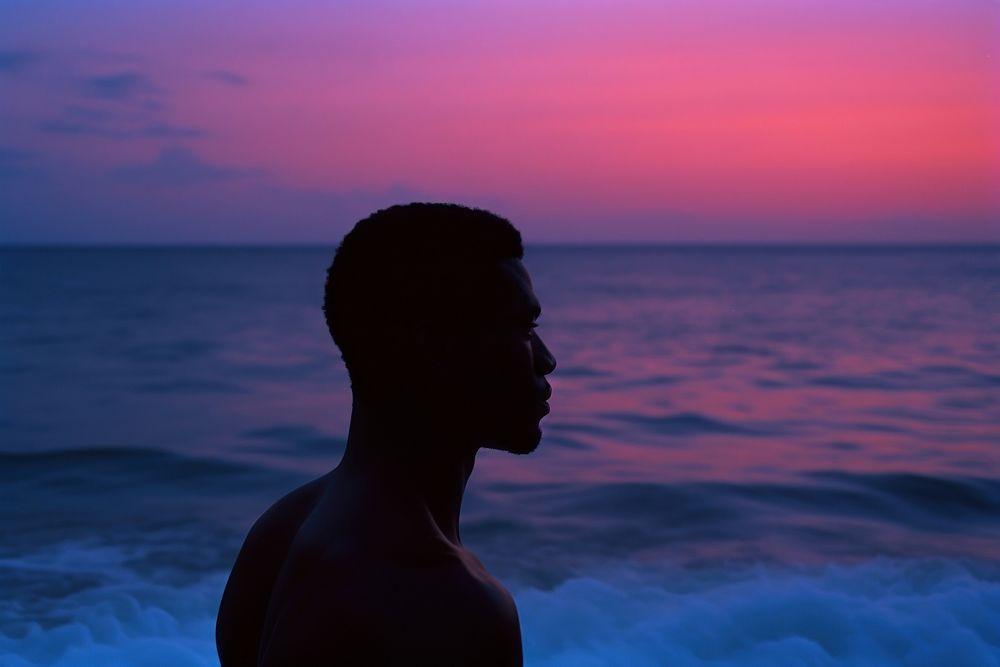 African American retro beach photo. 