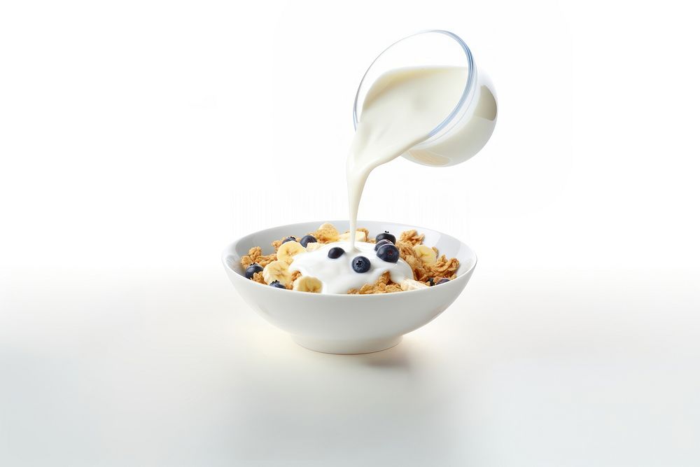 Cereal bowl milk breakfast dairy. AI generated Image by rawpixel.