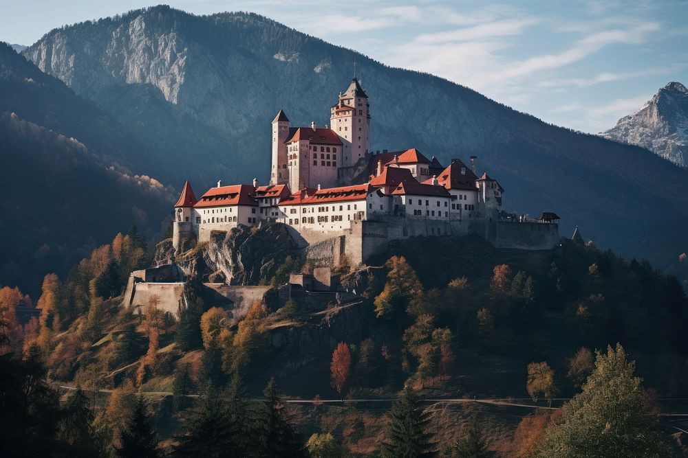 A dracula castle architecture building landmark. AI generated Image by rawpixel.