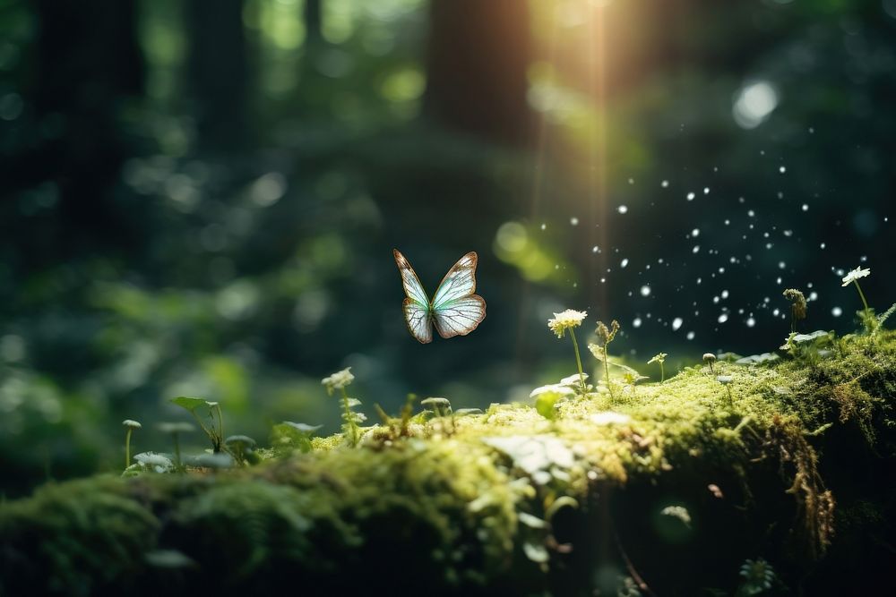 Butterfly nature forest outdoors. AI generated Image by rawpixel.