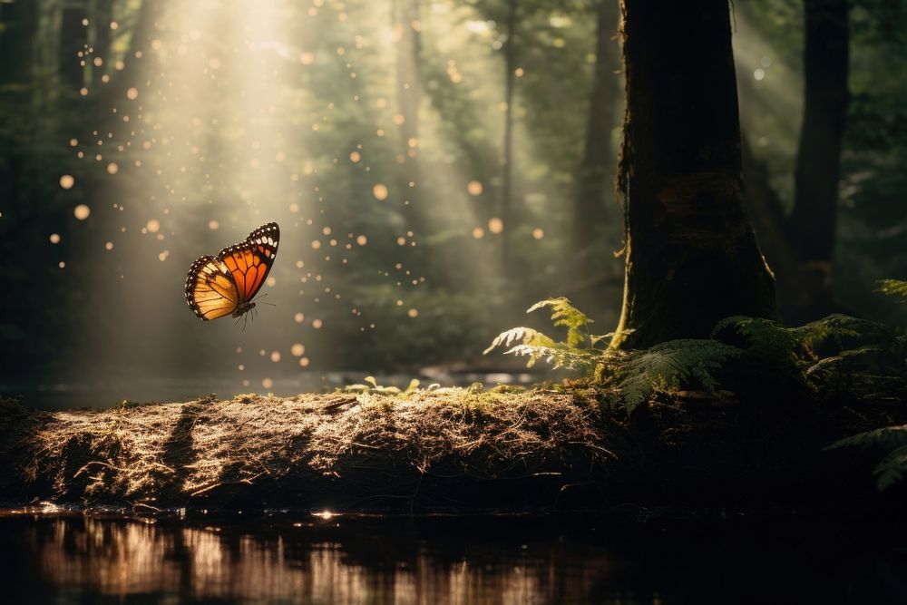Butterfly nature forest outdoors. AI generated Image by rawpixel.