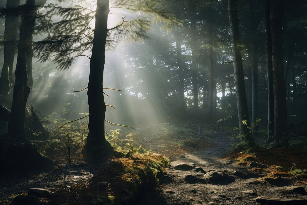 A magical forest nature light wilderness. AI generated Image by rawpixel.