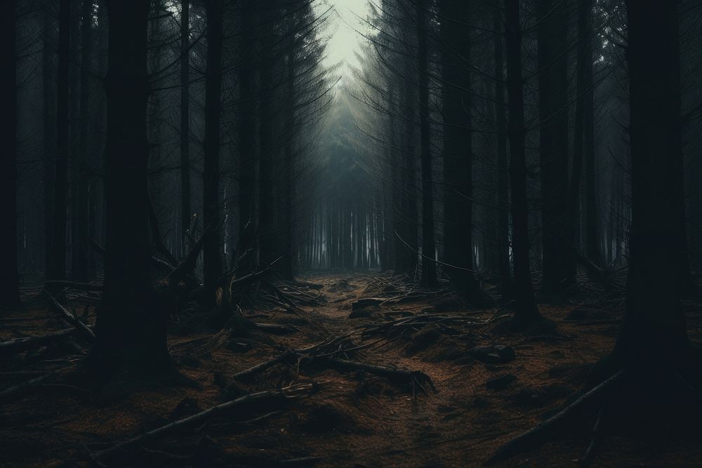 Outdoors woodland mystery nature. AI generated Image by rawpixel.