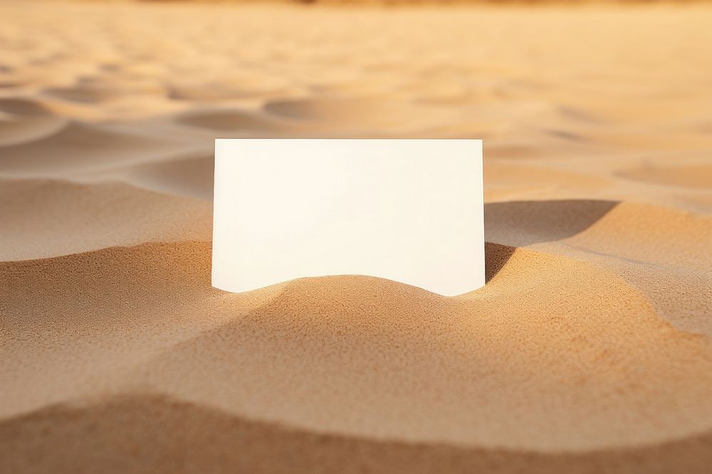 Blank Name card sand outdoors desert. 