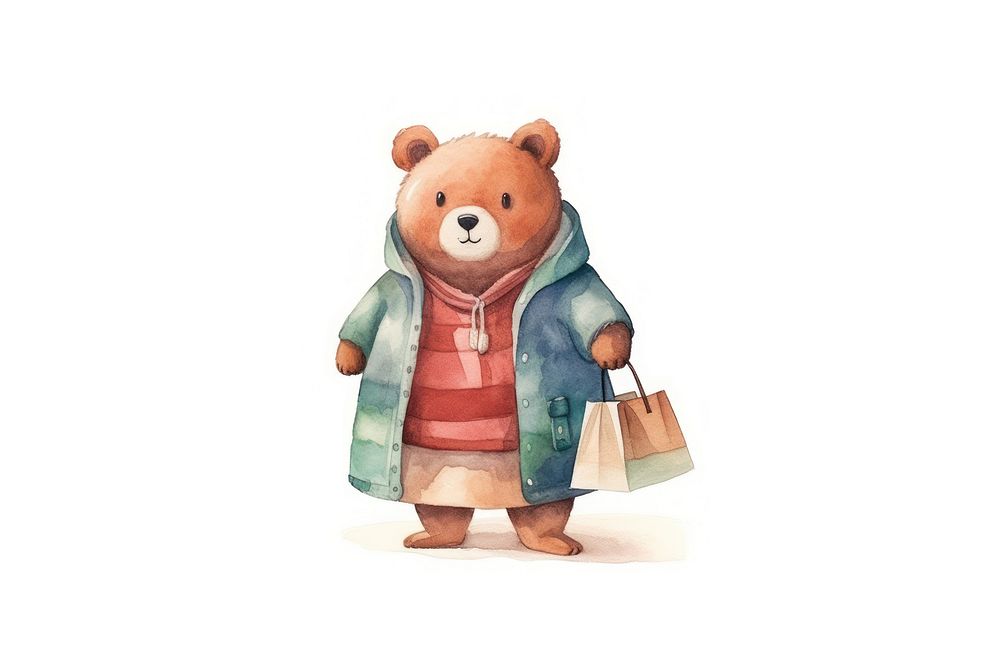 Cute bear shoping figurine cartoon mammal. AI generated Image by rawpixel.