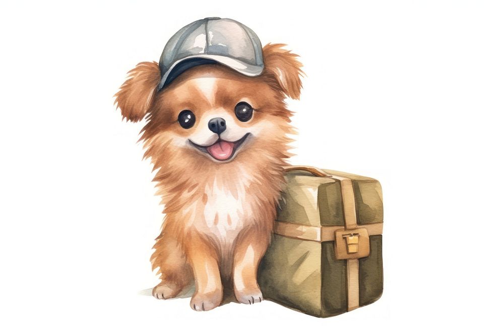 Dog cartoon luggage mammal. AI generated Image by rawpixel.