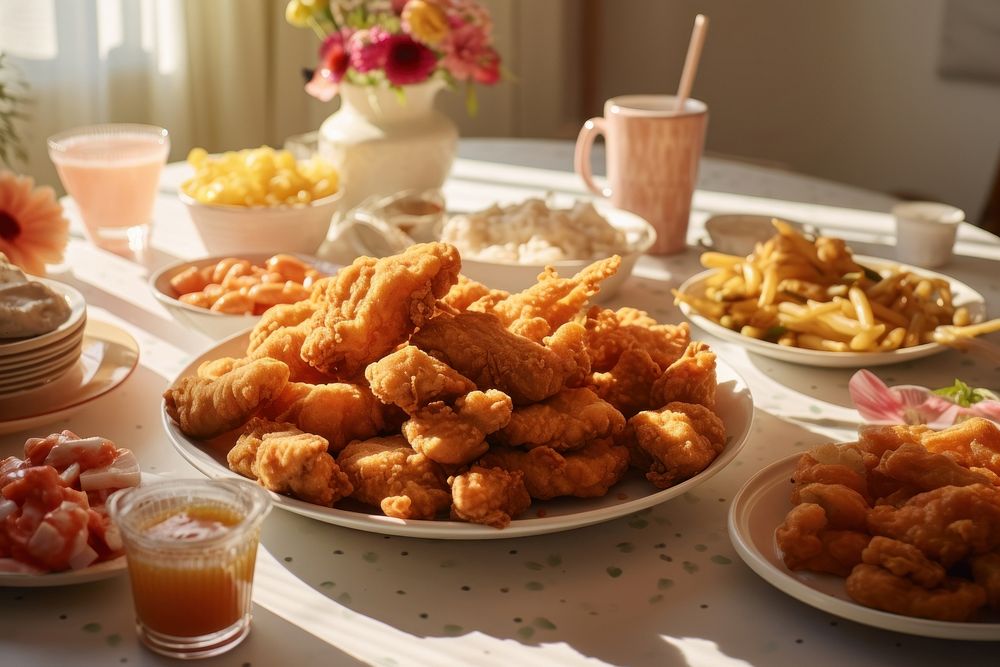 Fried food table brunch plate. AI generated Image by rawpixel.