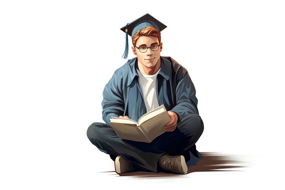 Student graduation portrait reading. AI generated Image by rawpixel.