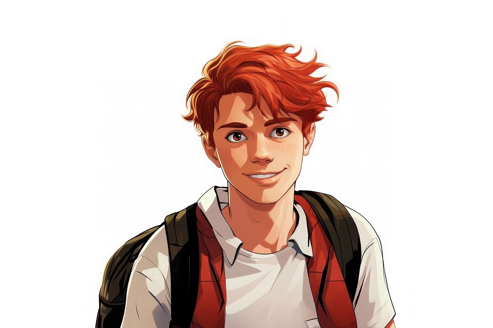 Red hair student boy anime individuality creativity. AI generated Image by rawpixel.