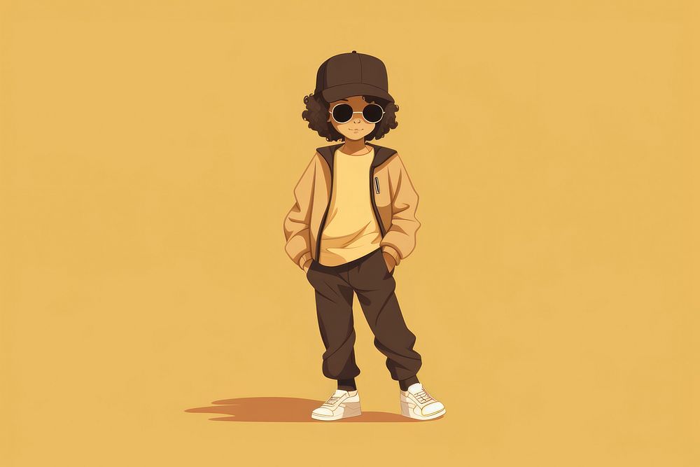 Kid wearing clothes cartoon sunglasses headwear. AI generated Image by rawpixel.