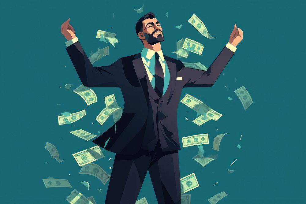 Happy rich banker celebrating income growth money adult achievement. AI generated Image by rawpixel.