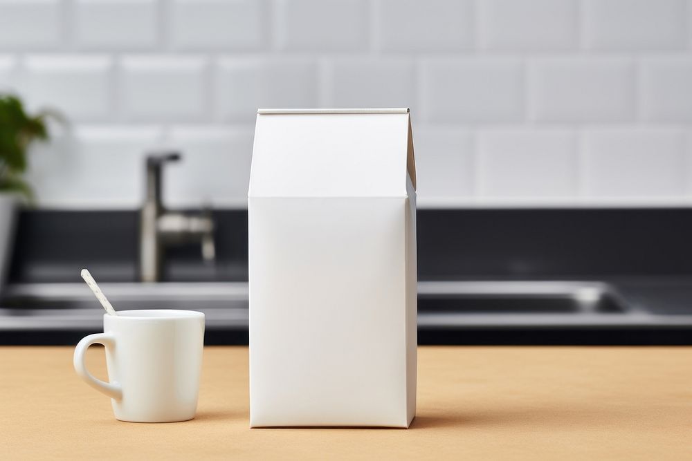 Milk carton kitchen table cup. AI generated Image by rawpixel.