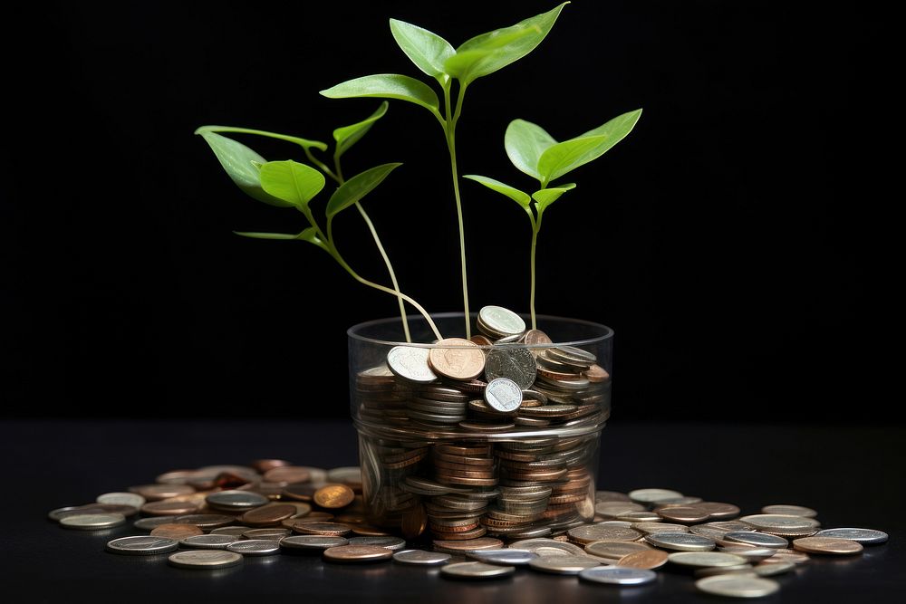 Coin money plant investment. AI generated Image by rawpixel.