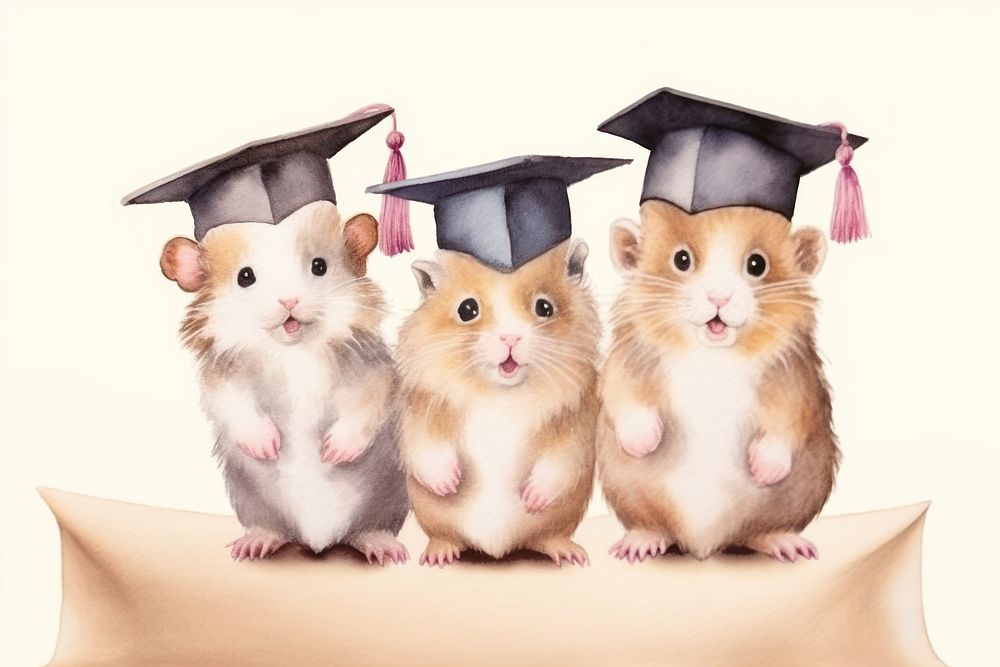 Hamsters wearing graduation animal rat rodent. AI generated Image by rawpixel.