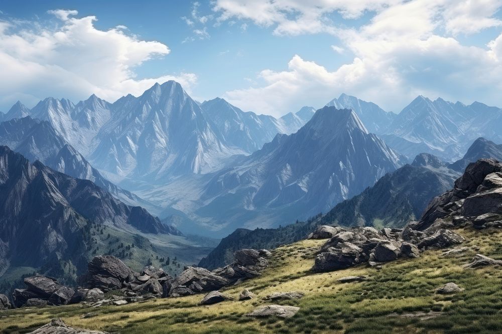 Mountain tops landscape panoramic outdoors. AI generated Image by rawpixel.