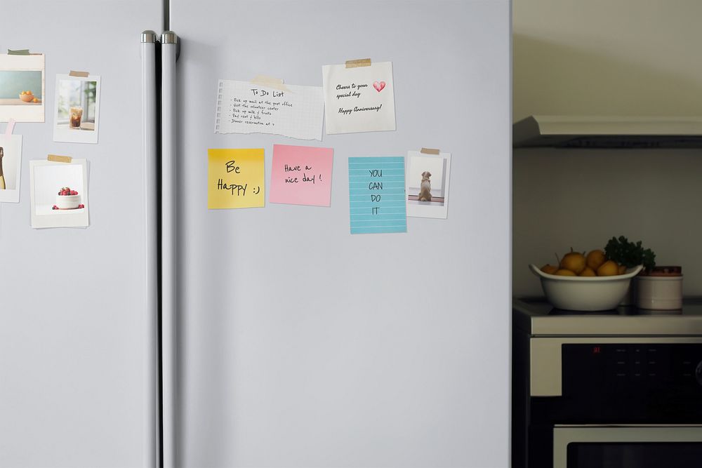 Kitchen fridge mockup, interior psd