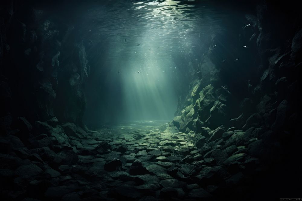 Underwater scene outdoors nature sea. AI generated Image by rawpixel.