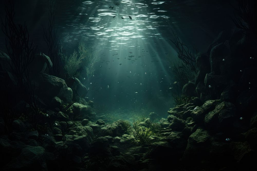 Underwater scene outdoors nature fish. AI generated Image by rawpixel.