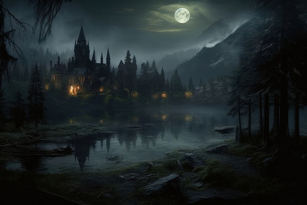 Magic world Cursed lakel landscape outdoors. AI generated Image by rawpixel.
