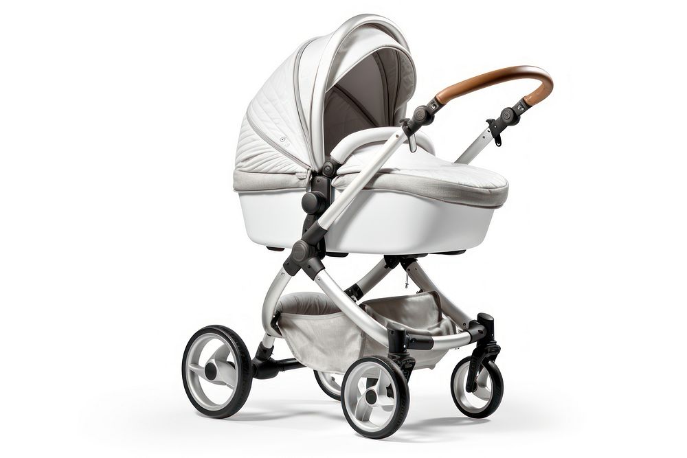 Baby stroller white background furniture carriage. AI generated Image by rawpixel.