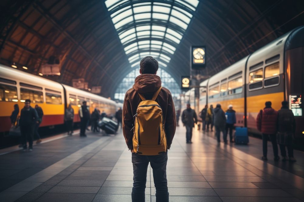 Tourist adult train standing. 