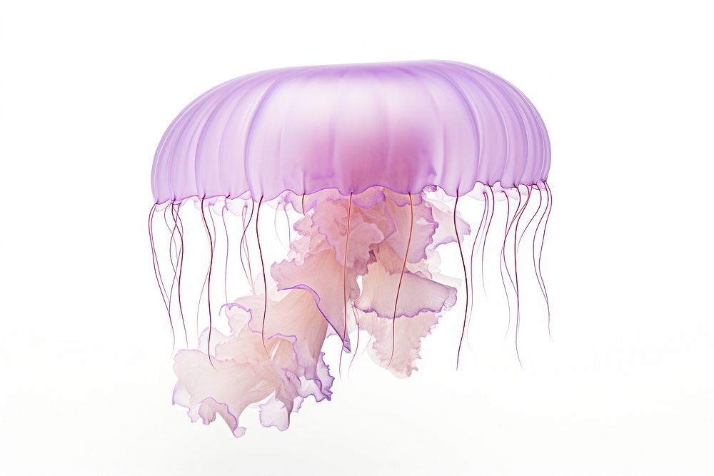 Mauve stinger jellyfish white background invertebrate transparent. AI generated Image by rawpixel.