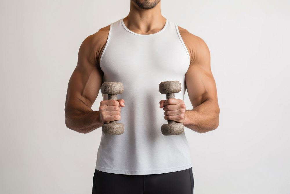 Dumbbell holding sports back. AI generated Image by rawpixel.
