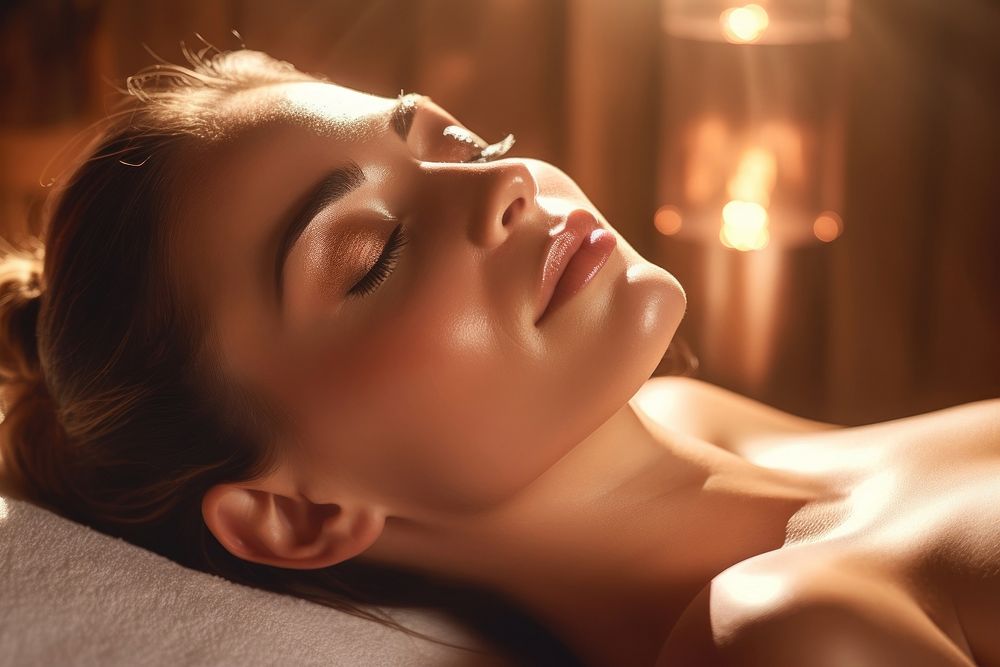 Girl has massage adult spa contemplation. AI generated Image by rawpixel.