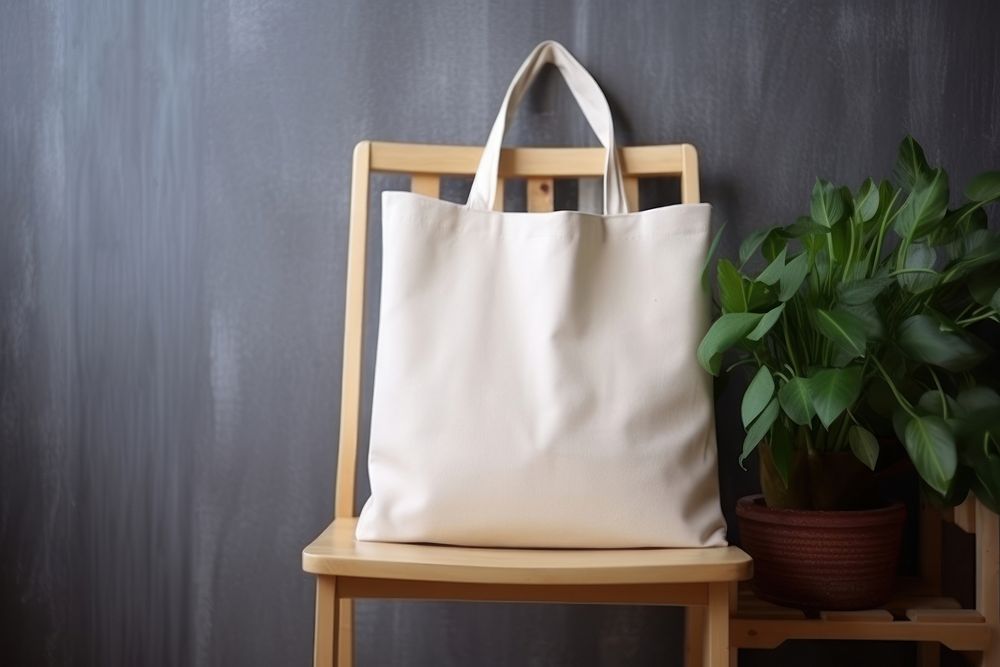 Blank tote bag handbag chair accessories. 