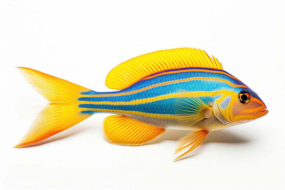 Cleaner wrasse animal fish white background. AI generated Image by rawpixel.