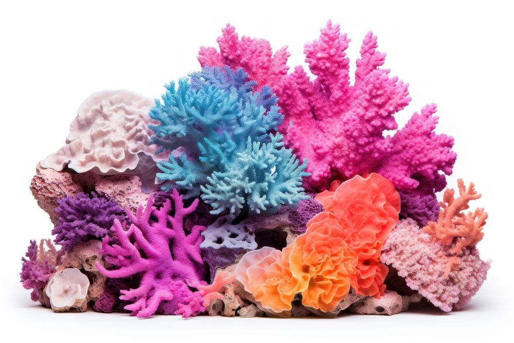 Colorful coral reef nature sea white background. AI generated Image by rawpixel.