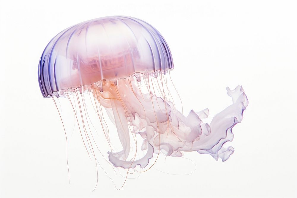 Crystal jellyfish animal white background invertebrate. AI generated Image by rawpixel.